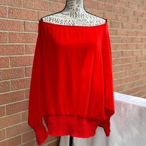 Chic Off-Shoulder Red Blouse